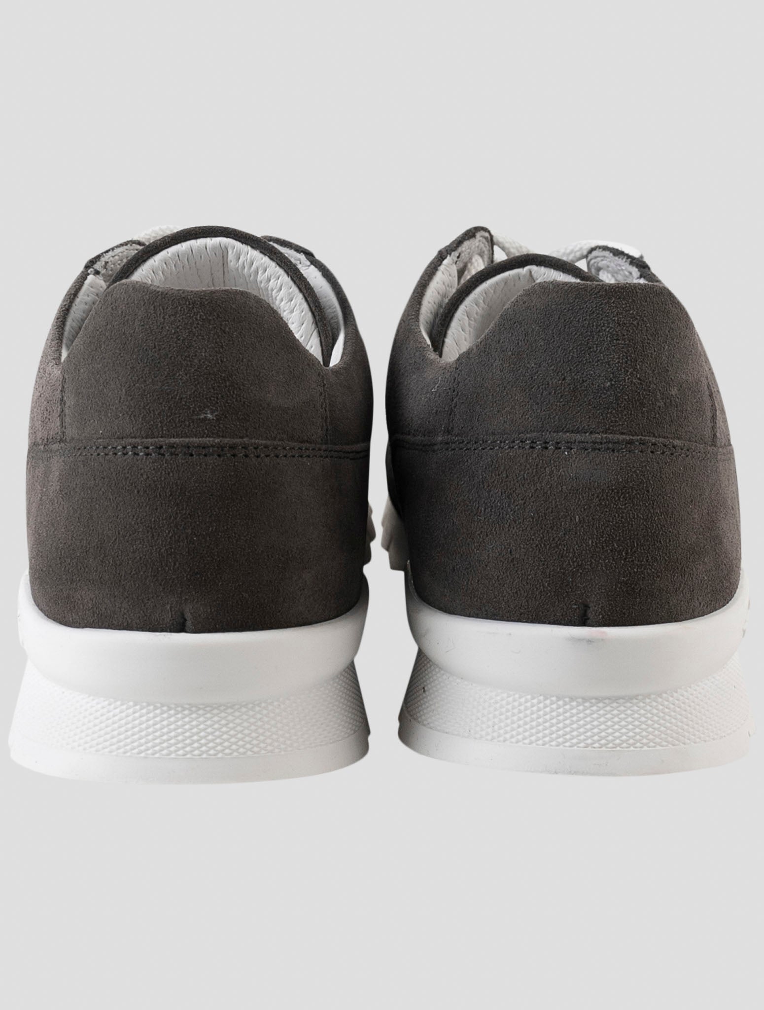 Kiton Gray Leather Suede Sneakers