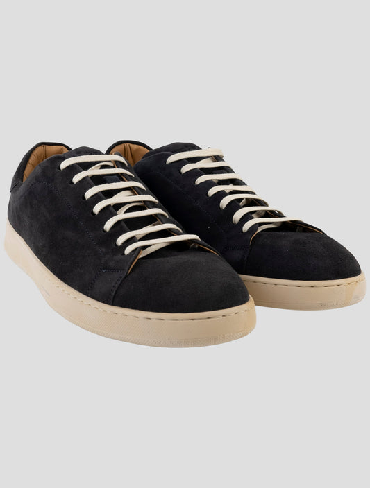Kiton Blue Leather Suede Sneakers