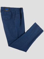 Kiton Knt Blue Virgin Wool Linen Pants