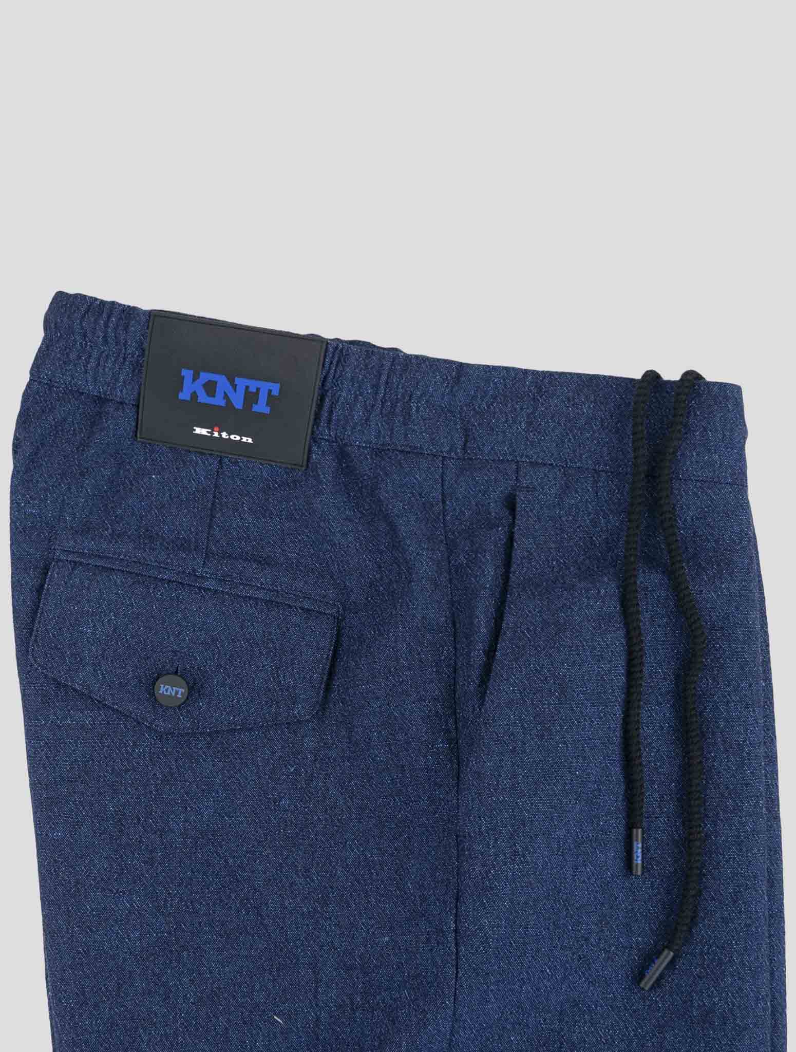 Kiton Knt Blue Virgin Wool Linen Pants