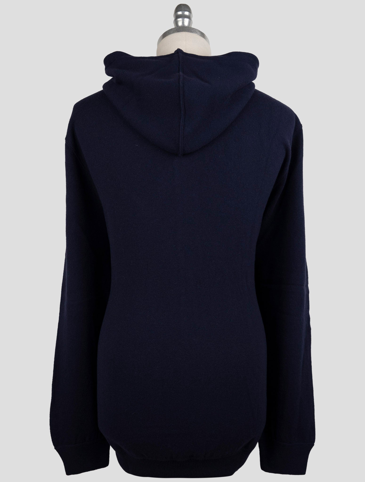 Kiton Blue Wool Sweater Full Zip Hoodie