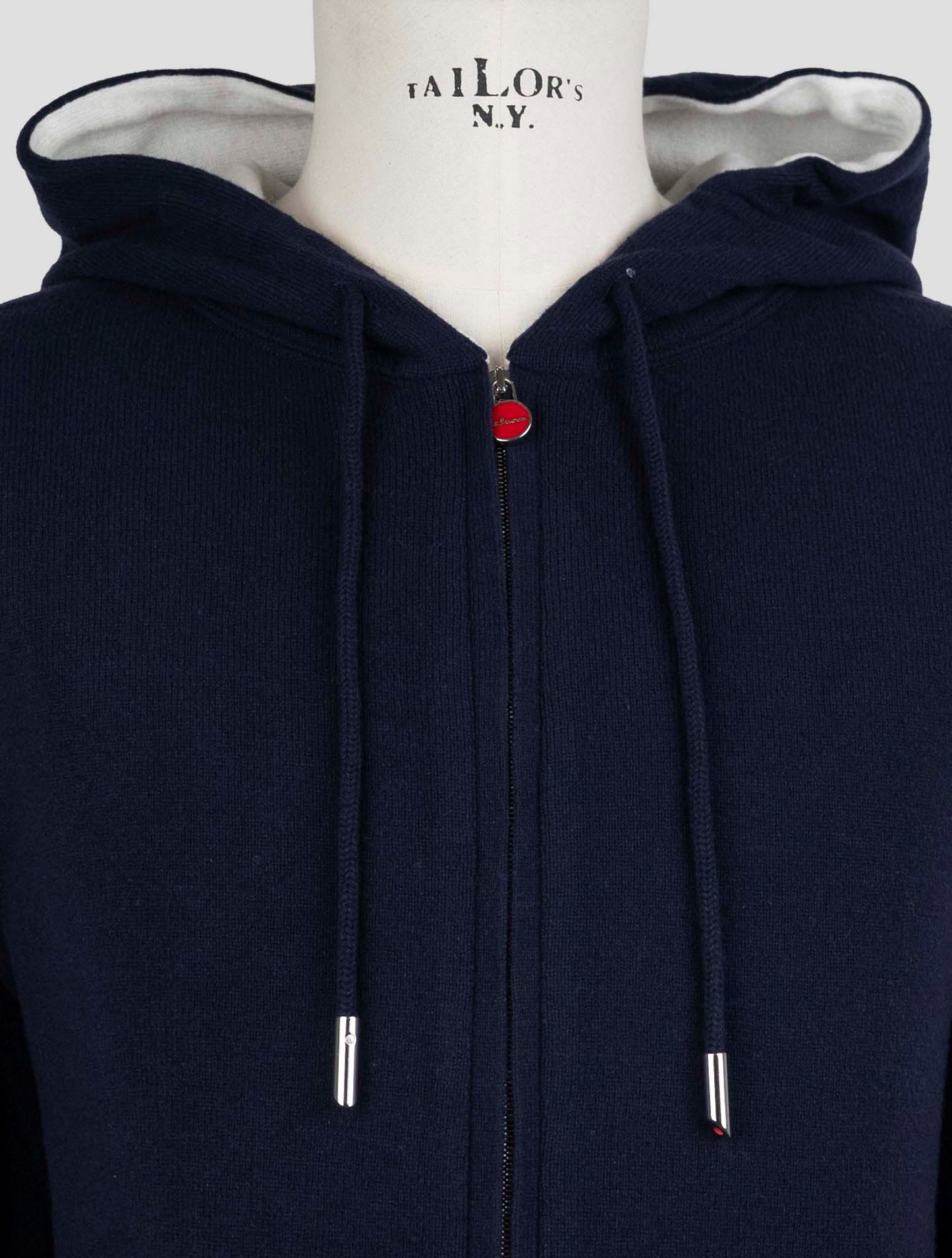 Kiton Blue Wool Sweater Full Zip Hoodie