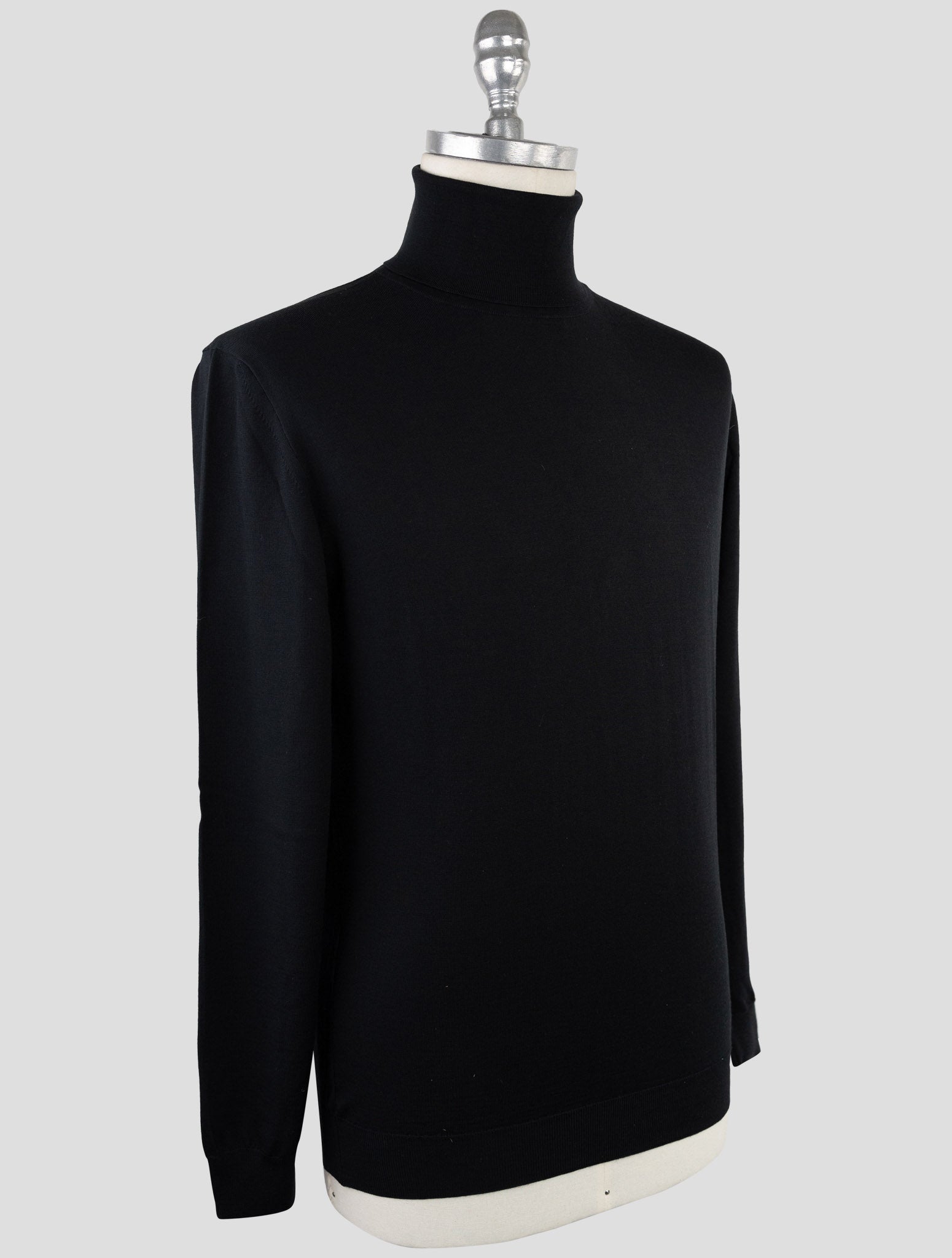 Kiton Dark Blue Cotton Sweater Turtleneck
