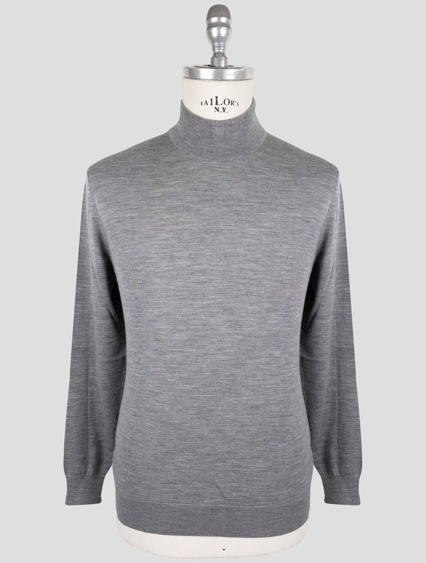 Kiton Gray Wool Sweater Half Neck