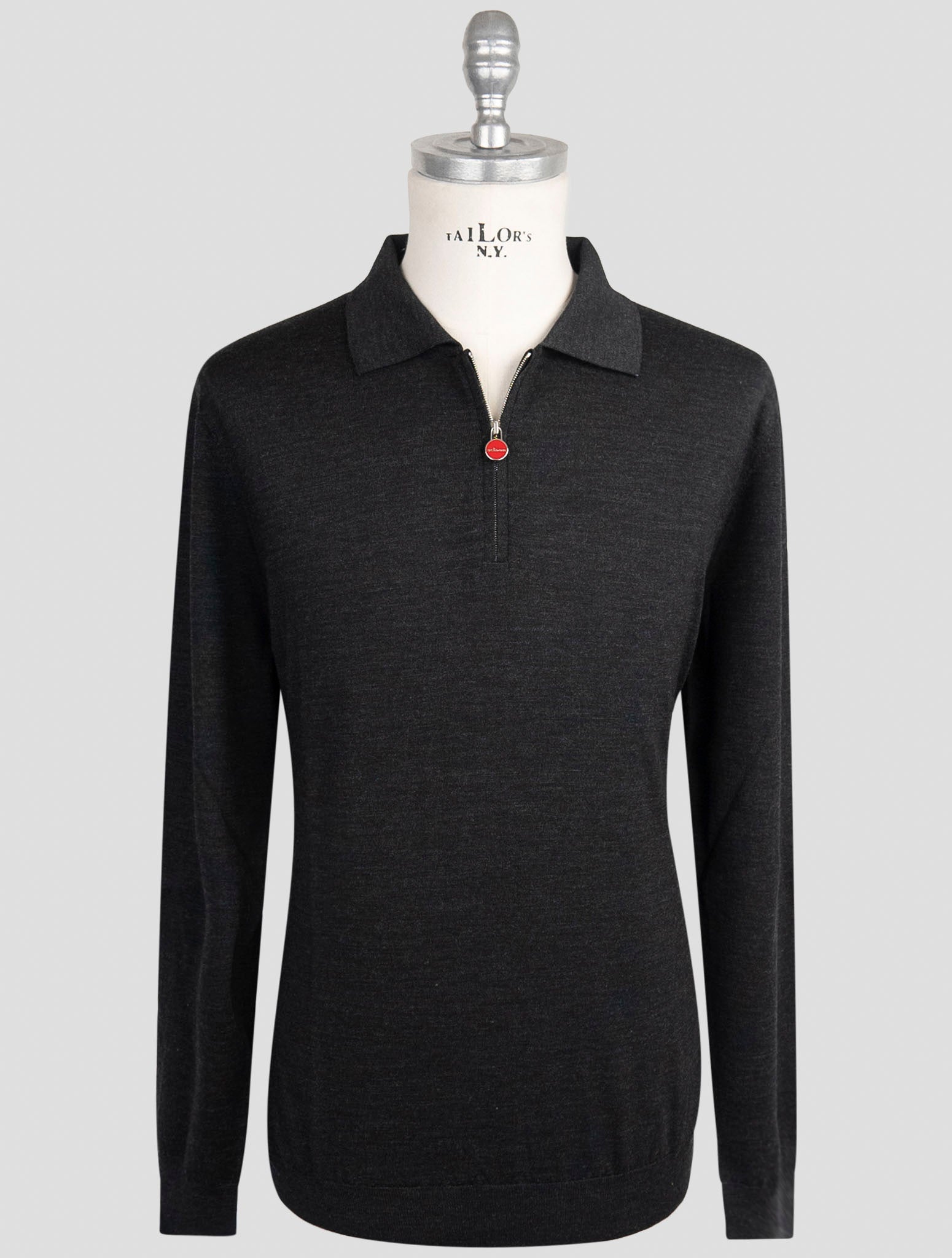 Kiton Dark Gray Wool Sweater Polo