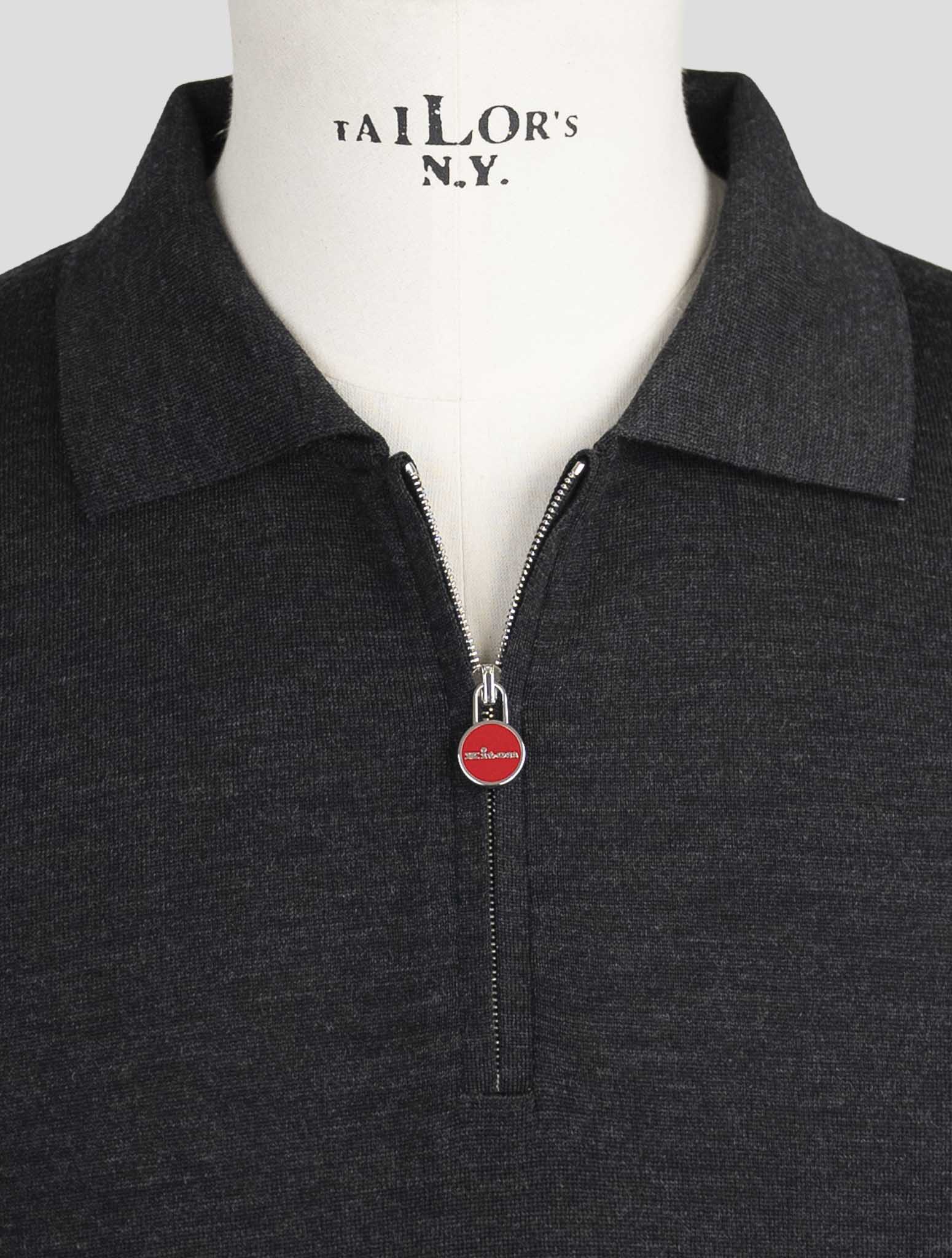 Kiton Dark Gray Wool Sweater Polo