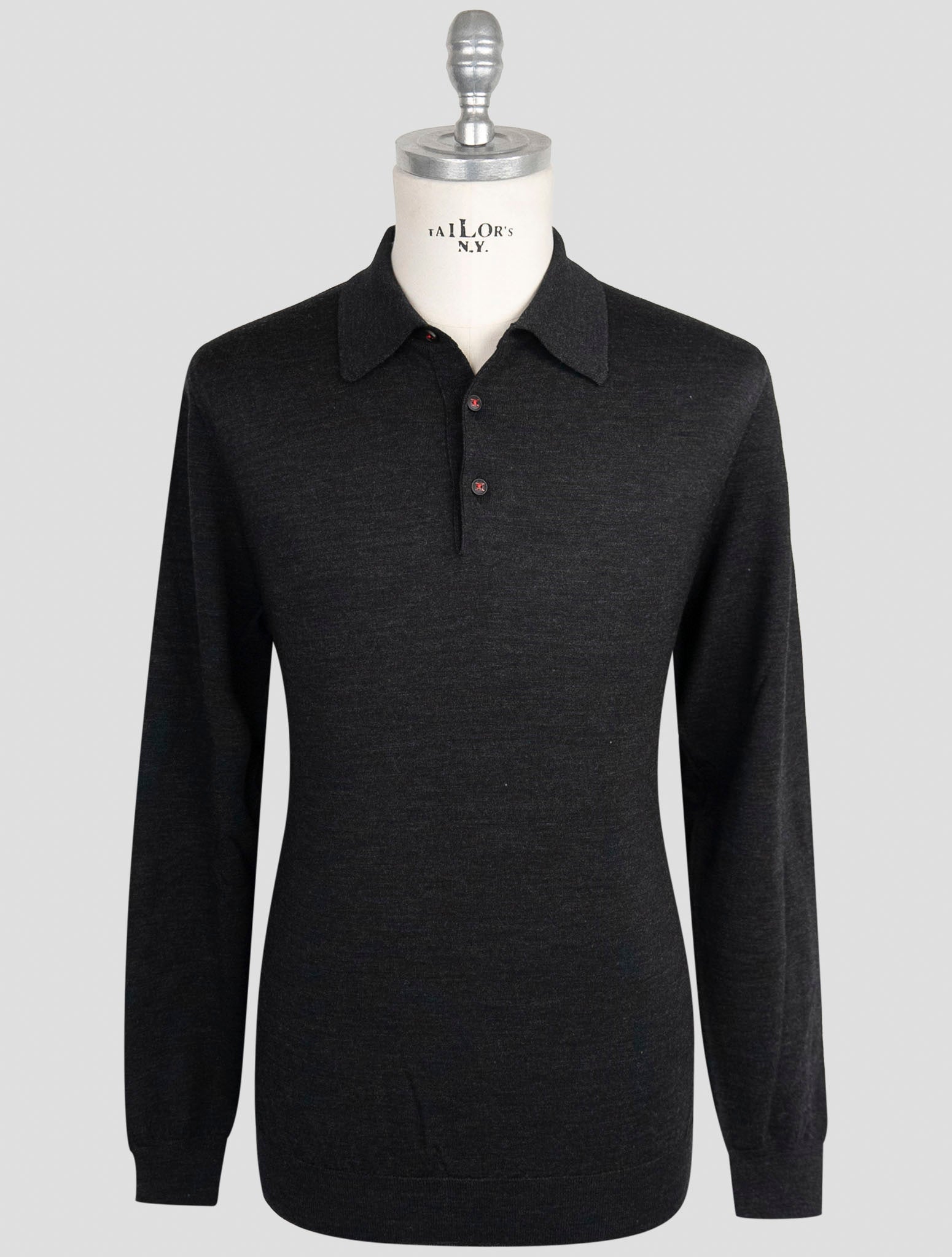 Kiton Dark Gray Wool Sweater Polo