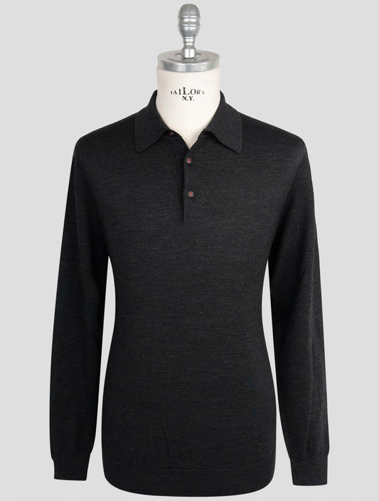 Kiton Dark Gray Wool Sweater Polo