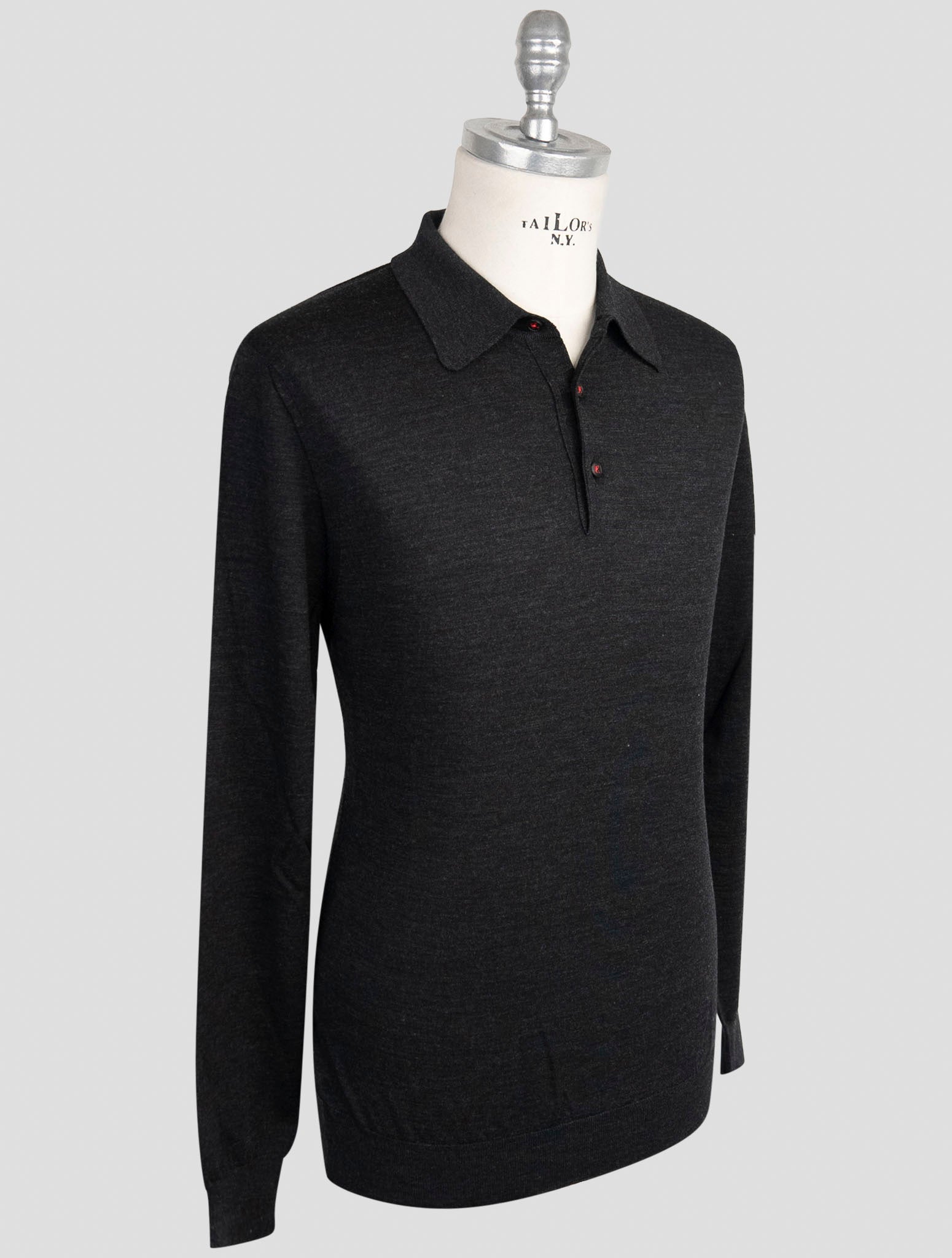 Kiton Dark Gray Wool Sweater Polo