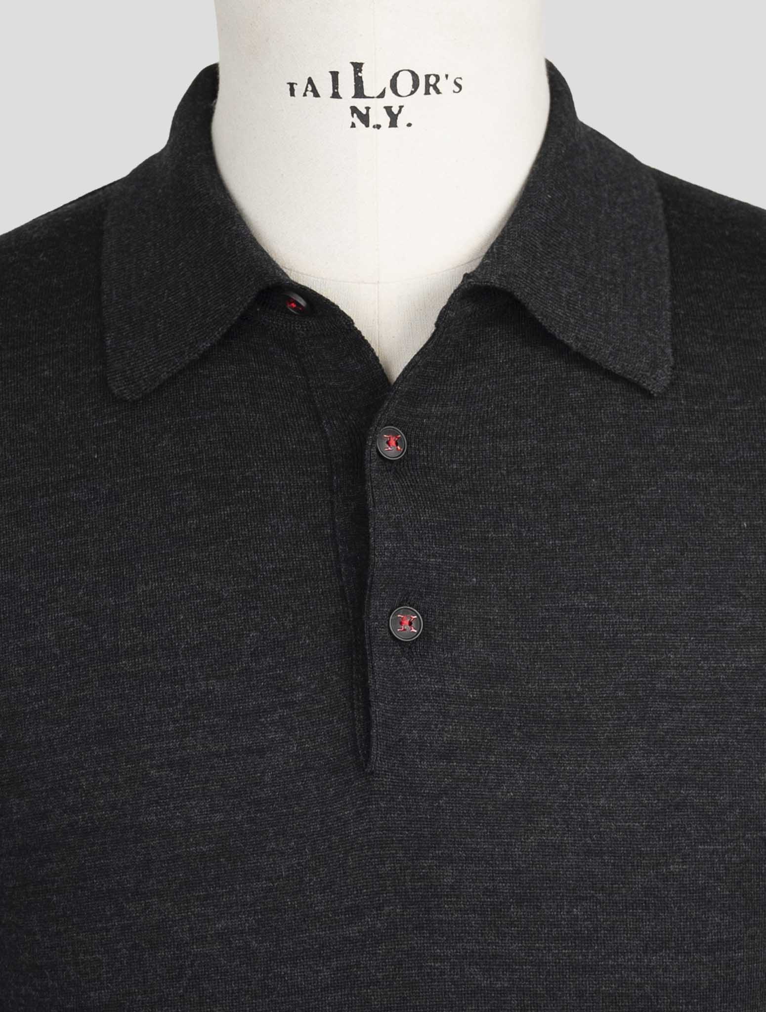 Kiton Dark Gray Wool Sweater Polo