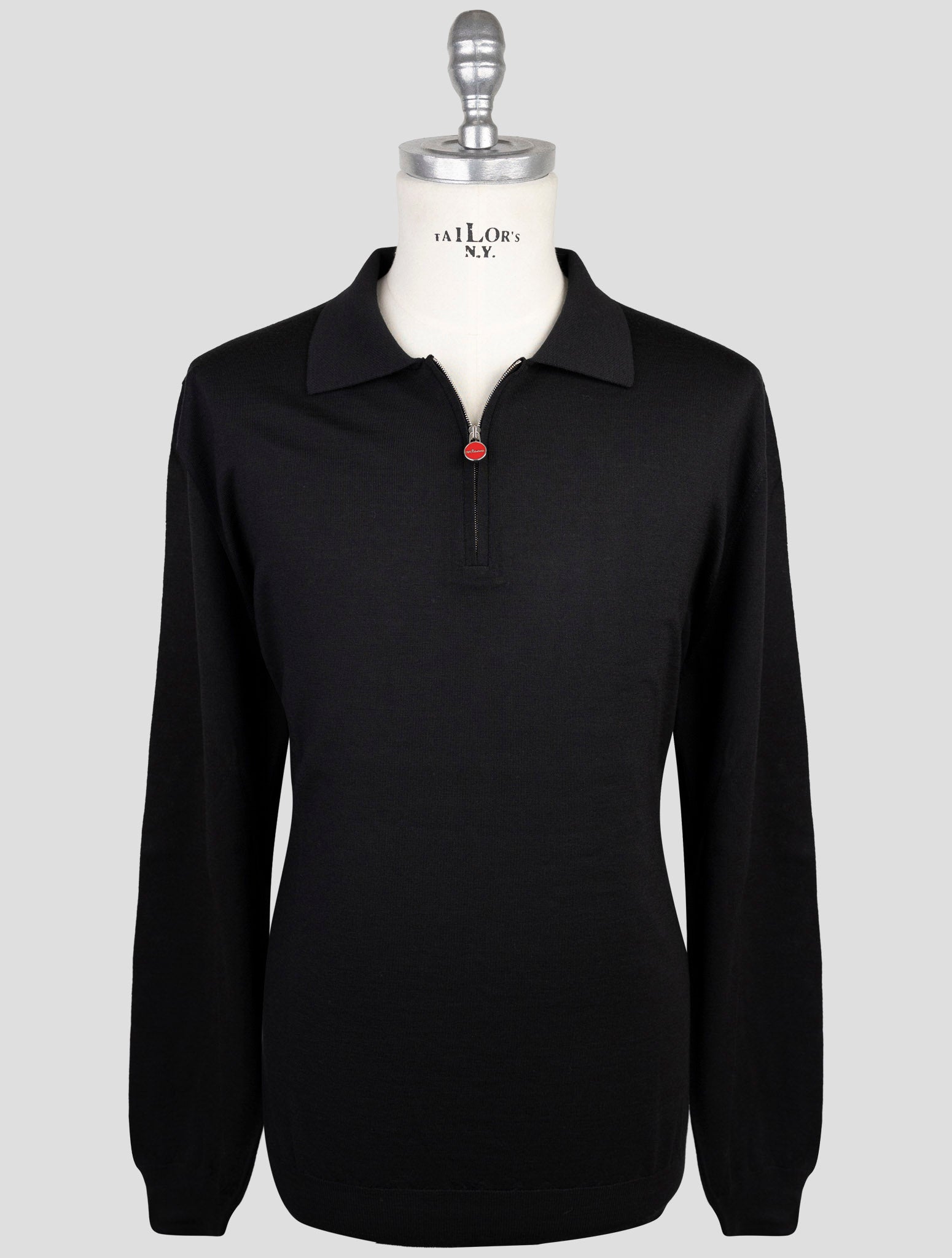 Kiton Black Wool Sweater Polo