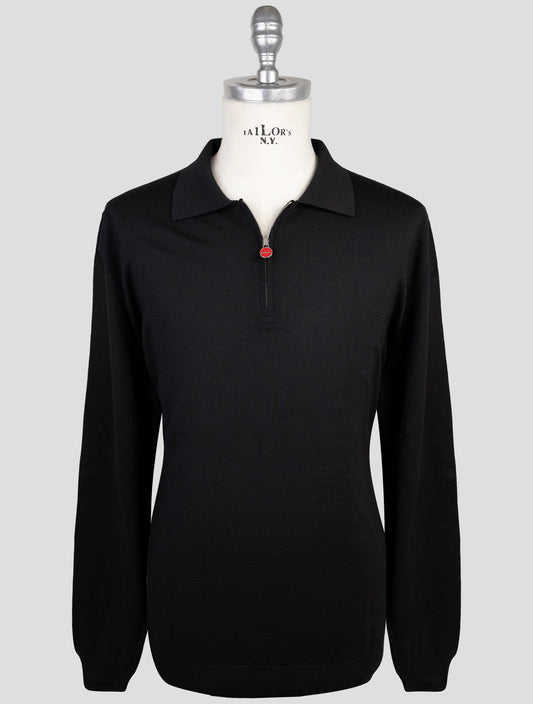 Kiton Black Wool Sweater Polo