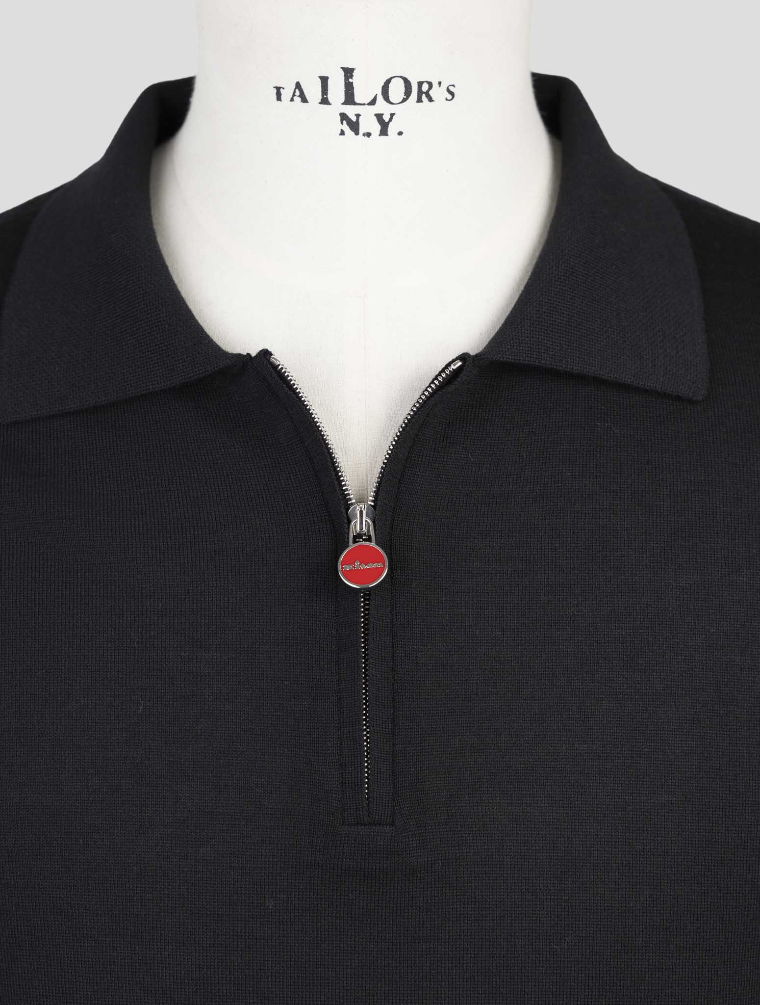 Kiton Black Wool Sweater Polo