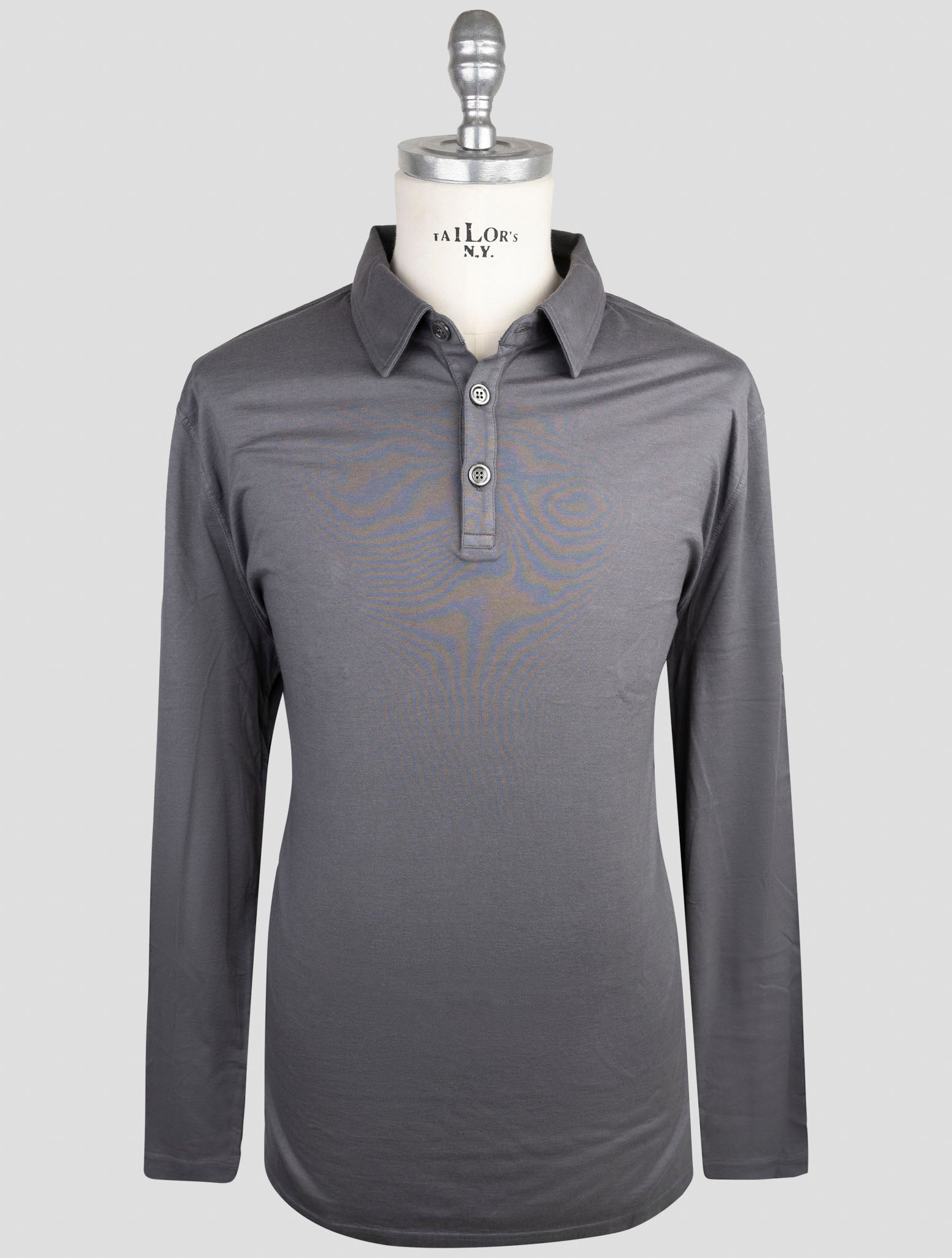 Kiton Gray Cotton Cashmere Sweater Polo