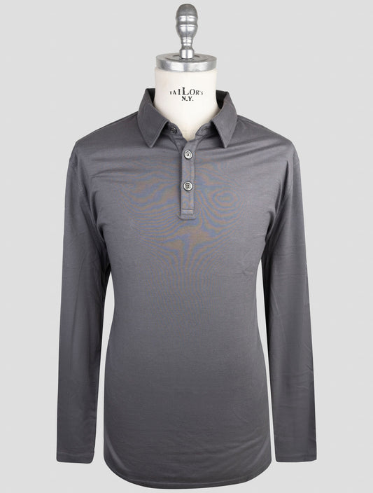 Kiton Gray Cotton Cashmere Sweater Polo