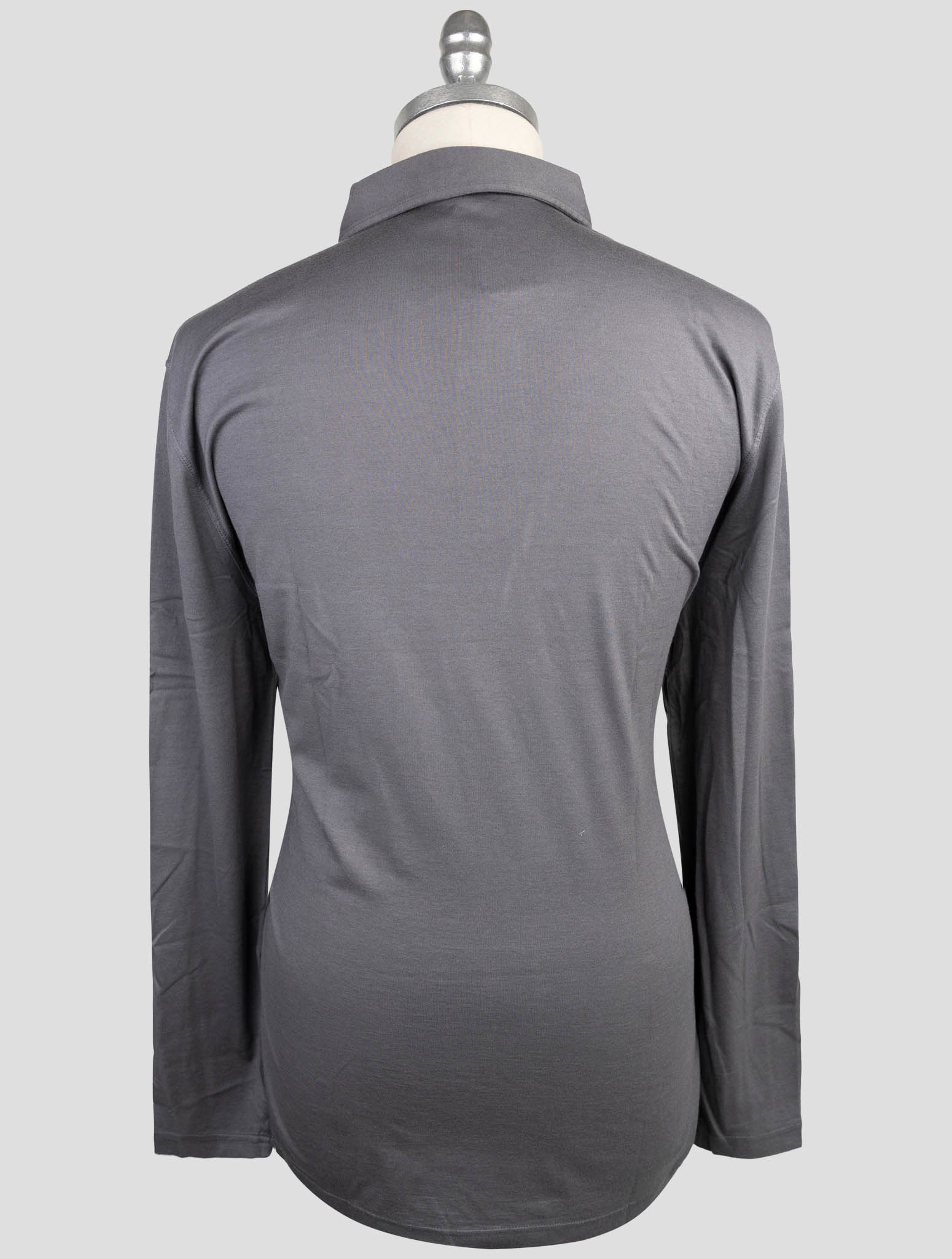 Kiton Gray Cotton Cashmere Sweater Polo