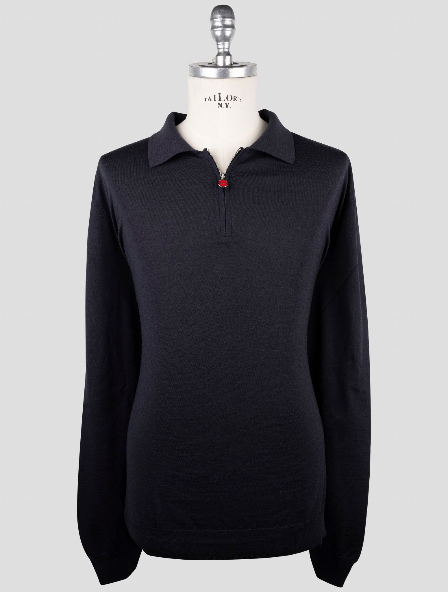Kiton Dark Blue Wool Sweater Polo