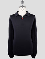 Kiton Dark Blue Wool Sweater Polo