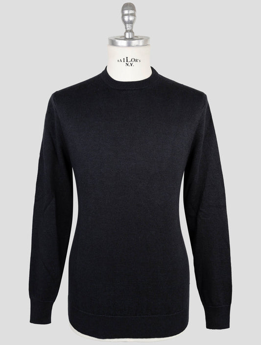 Kiton Knt Blue Linen Cotton Sweater Crewneck