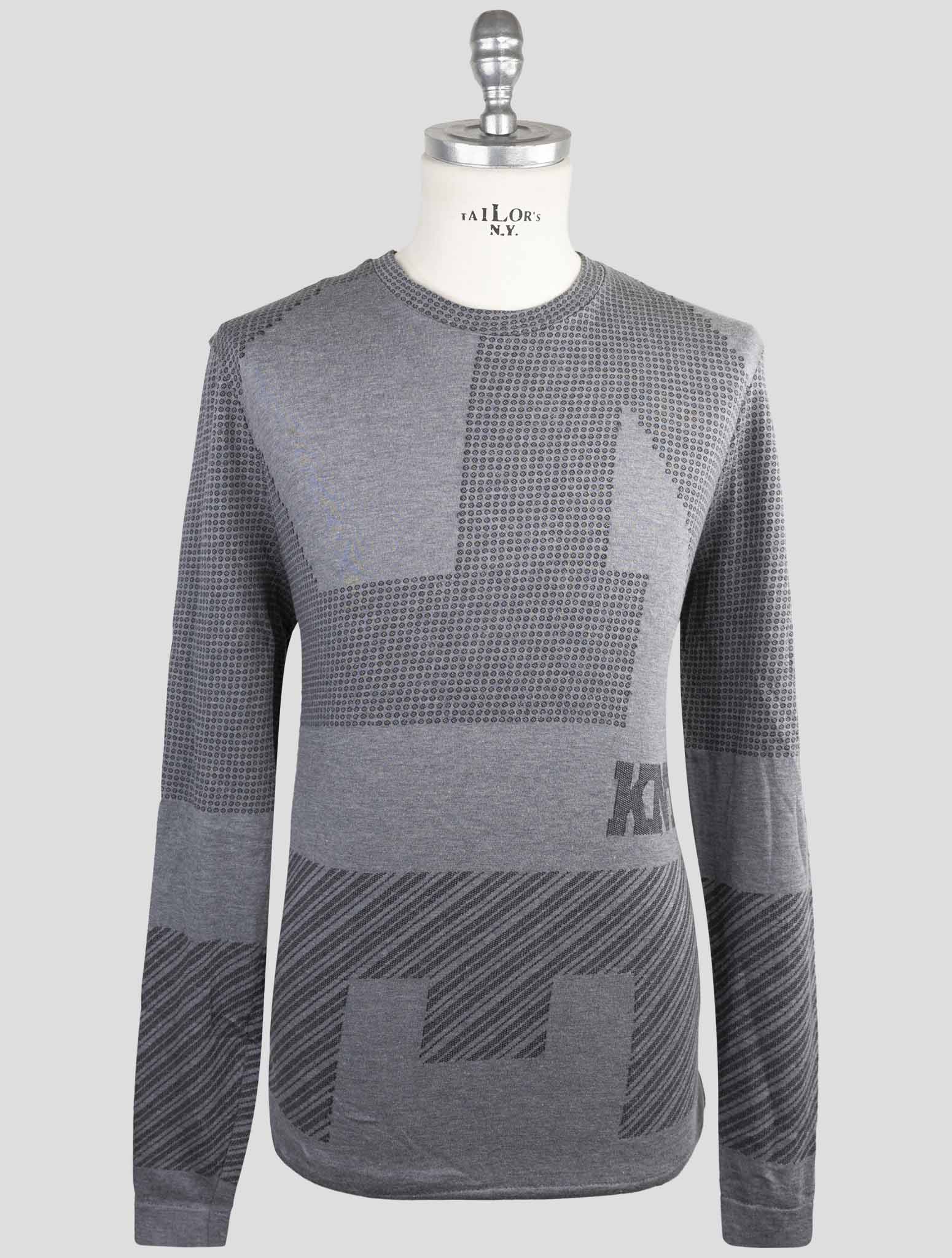 Kiton Knt Gray Cotton Sweater Crewneck