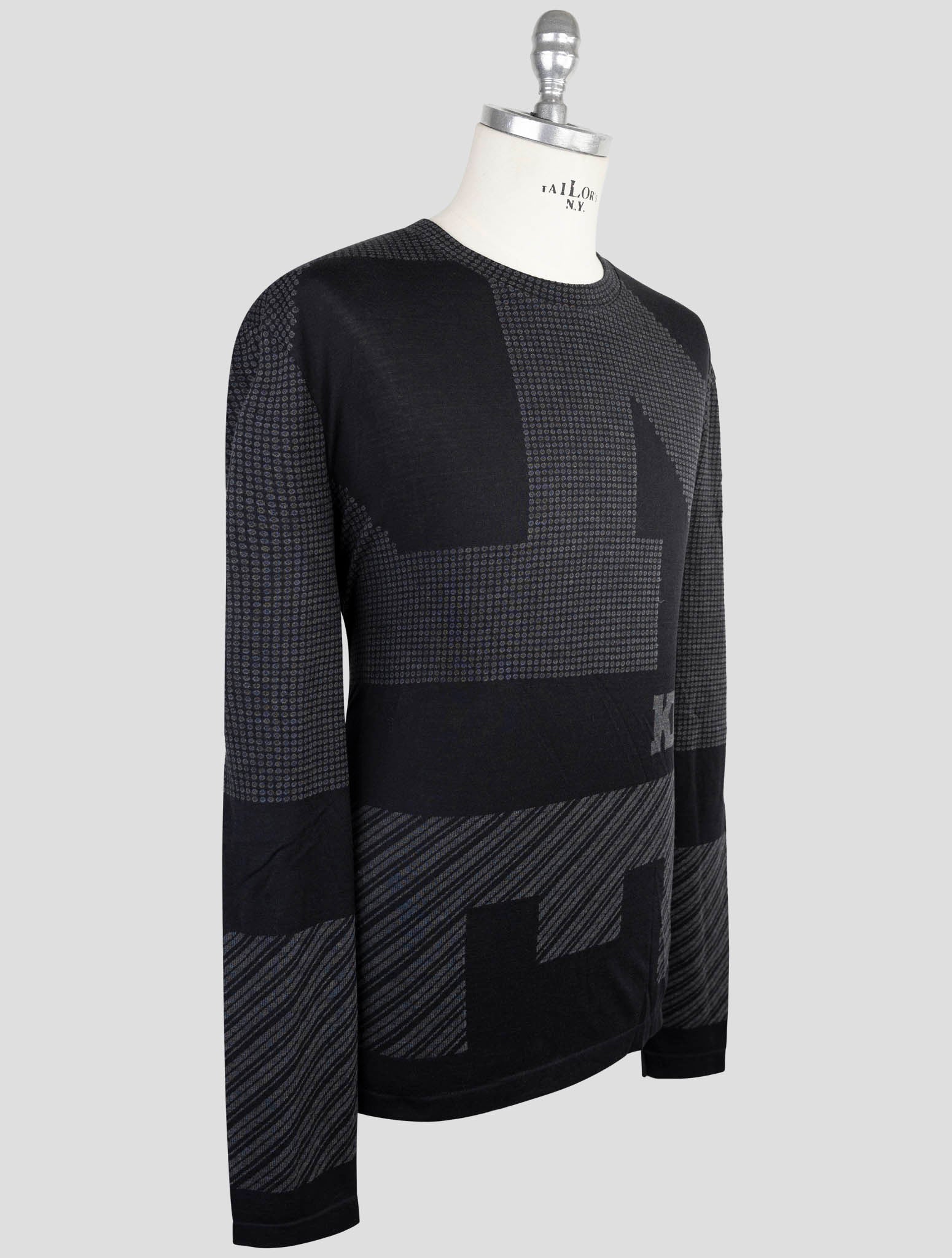Kiton Knt Black Cotton Sweater Crewneck