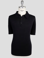 Kiton Knt Black Virgin Wool Silk Polo