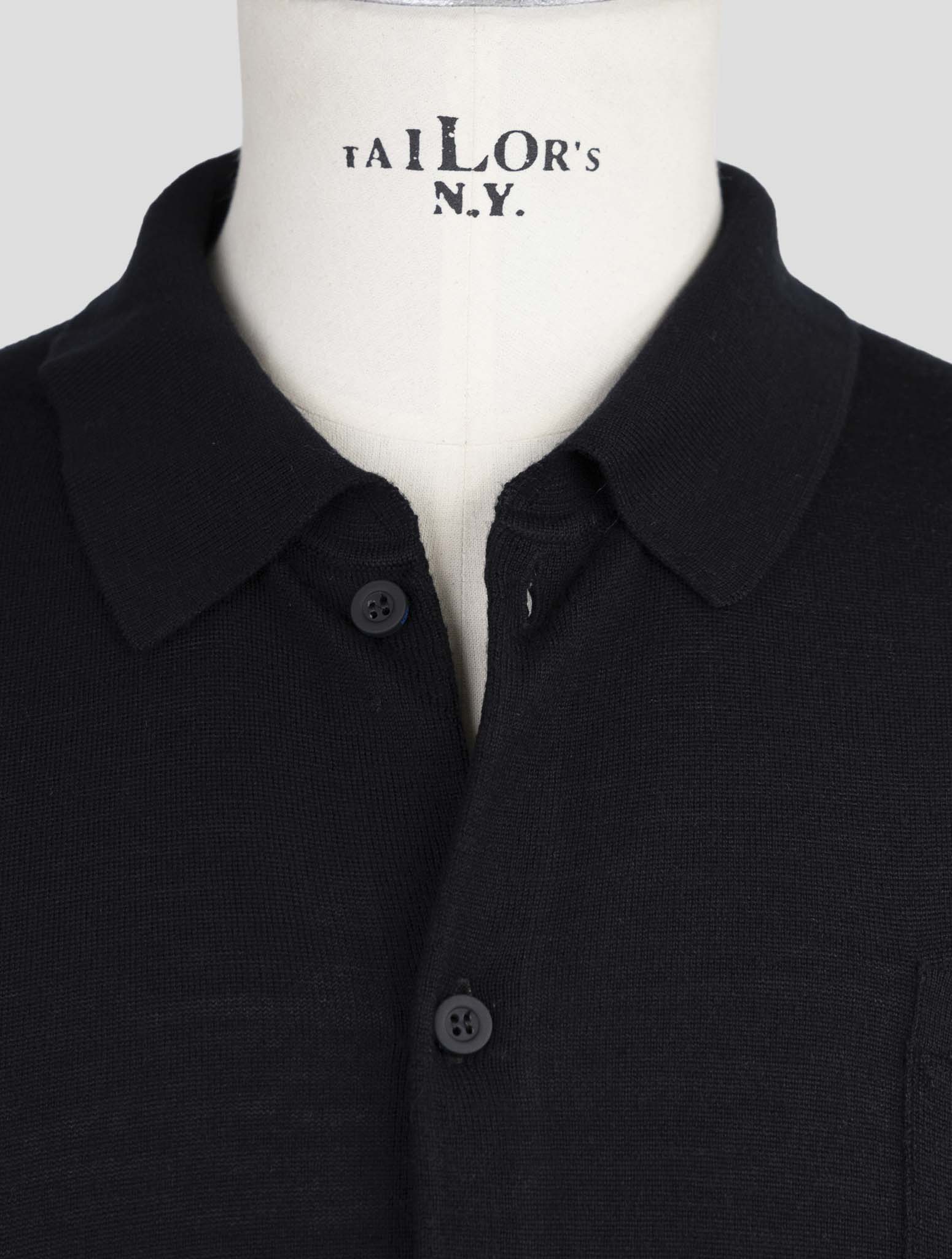 Kiton Knt Black Virgin Wool Silk Shirt