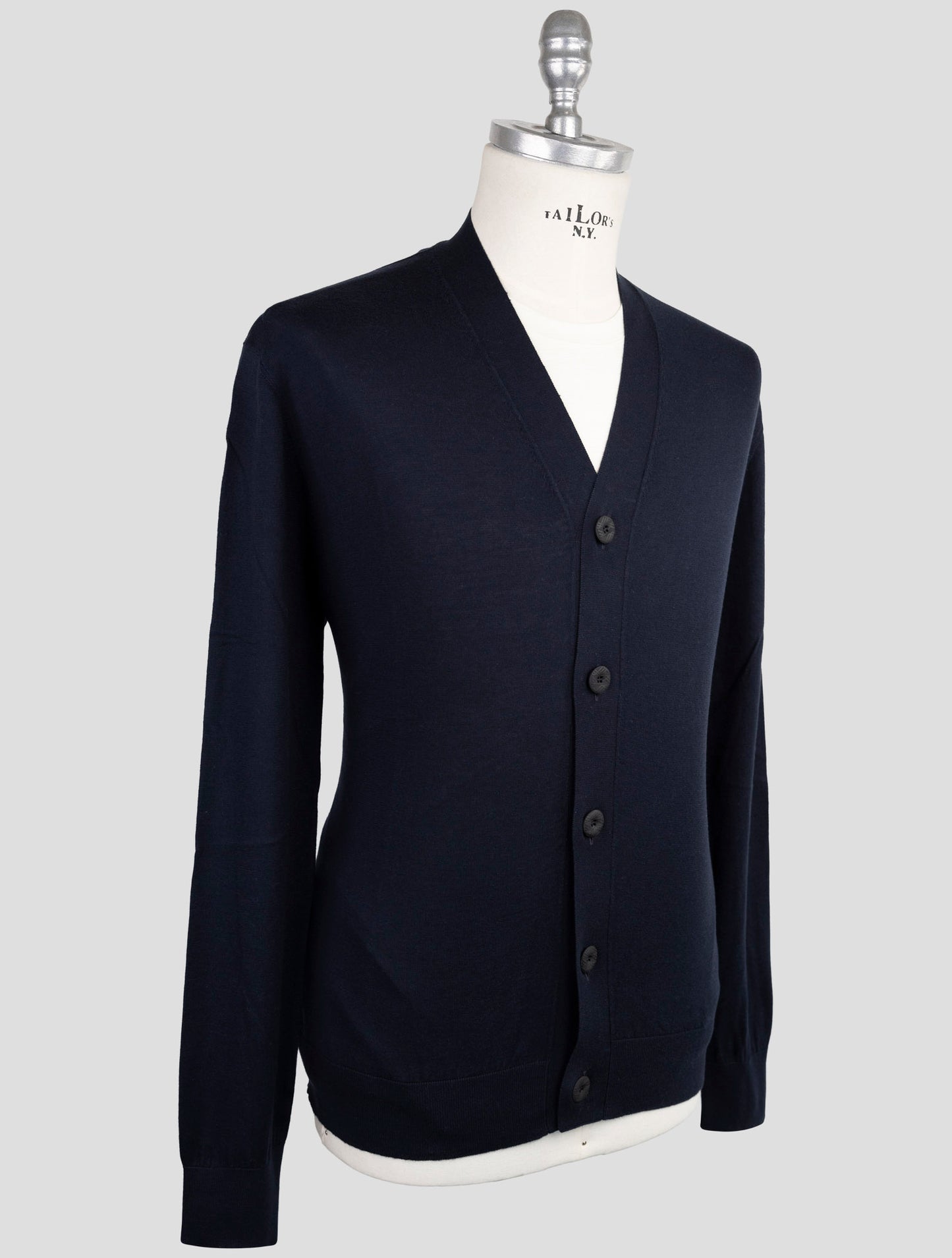 Kiton Knt Blue Cotton Sweater Cardigan