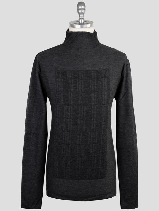 Kiton Knt Dark Gray Wool Cashmere Sweater Half Neck