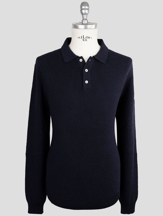 Kiton Knt Blue Cotton Silk Sweater Polo