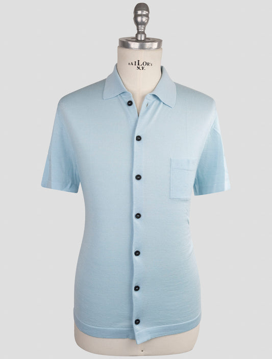 Kiton Knt Light Blue Cotton Short Sleeve Shirt