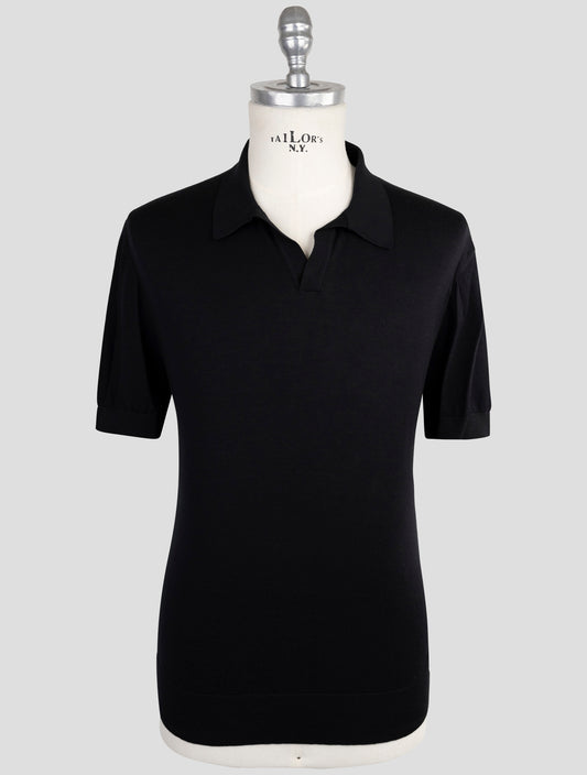 Kiton Knt Black Cotton Polo