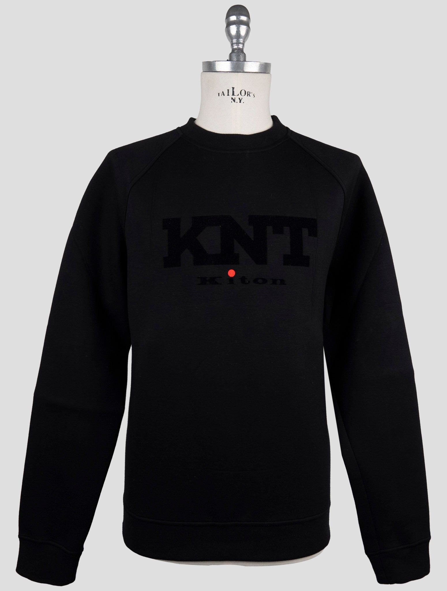 Kiton Knt Black Cotton Sweater Crewneck