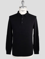 Kiton Knt Black Virgin Wool Sweater Polo