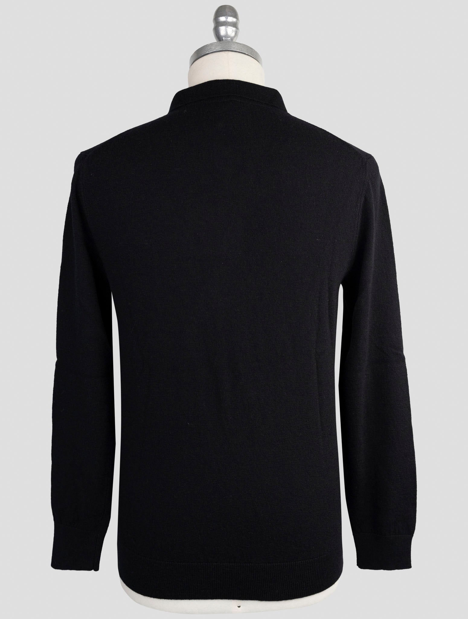 Kiton Knt Black Virgin Wool Sweater Polo