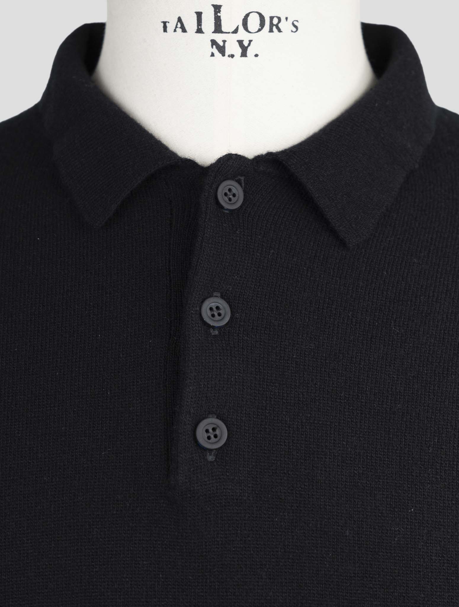 Kiton Knt Black Virgin Wool Sweater Polo