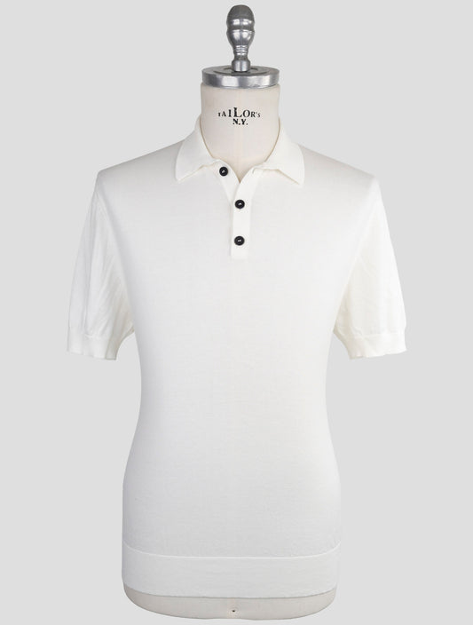 Kiton Knt White Virgin Wool Silk Sweater Polo