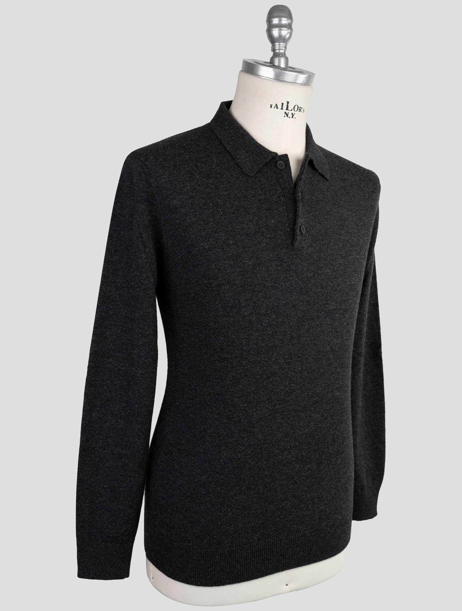 Kiton Knt Gray Virgin Wool Sweater Polo