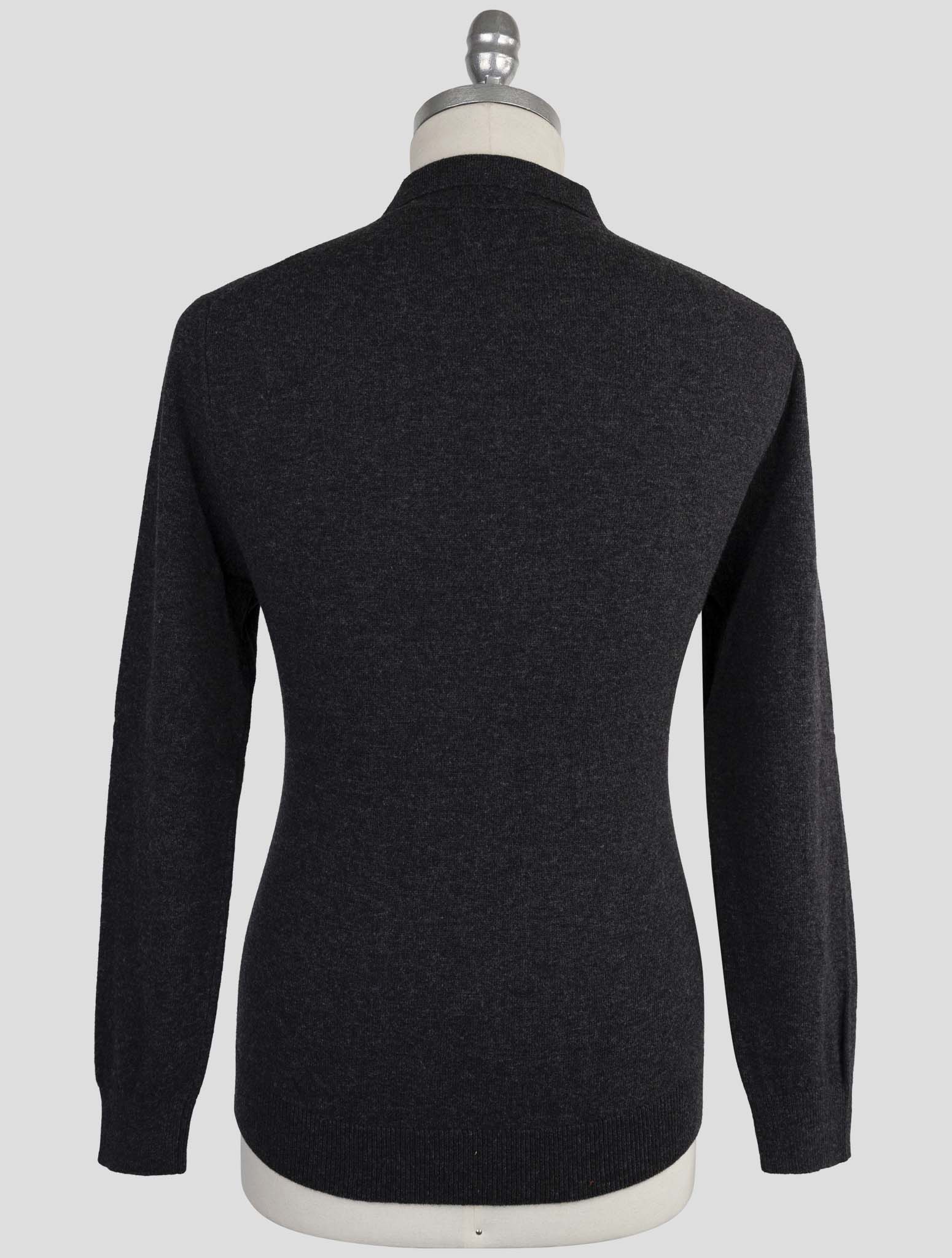 Kiton Knt Gray Virgin Wool Sweater Polo