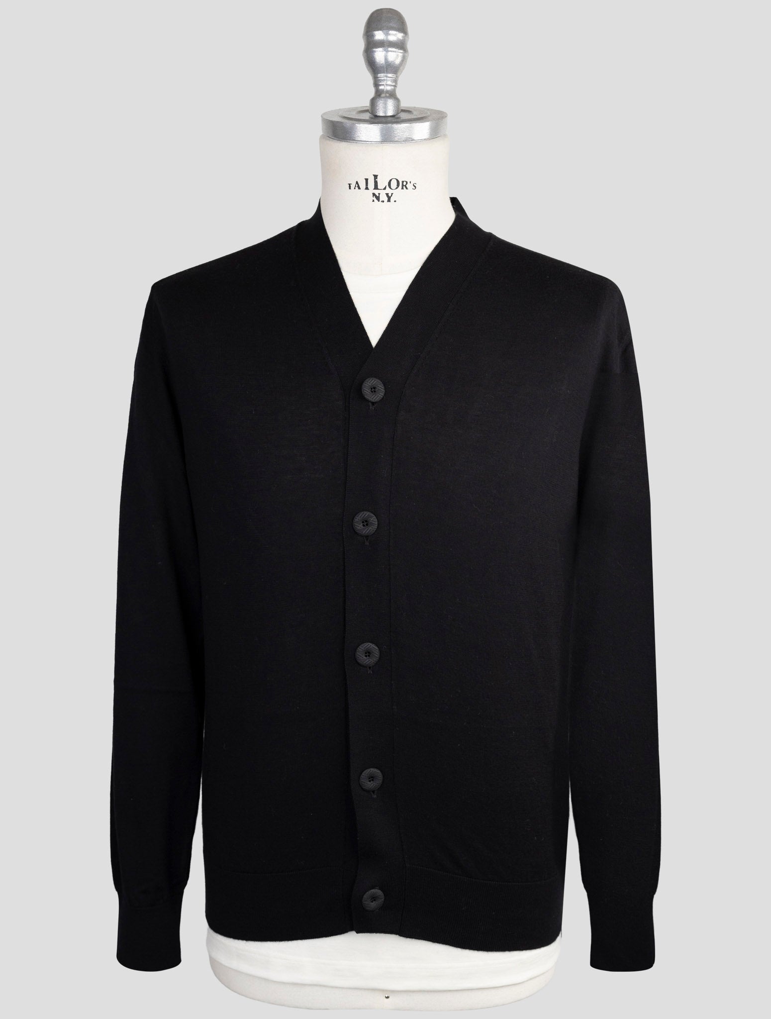 Kiton Knt Black Cotton Sweater Cardigan