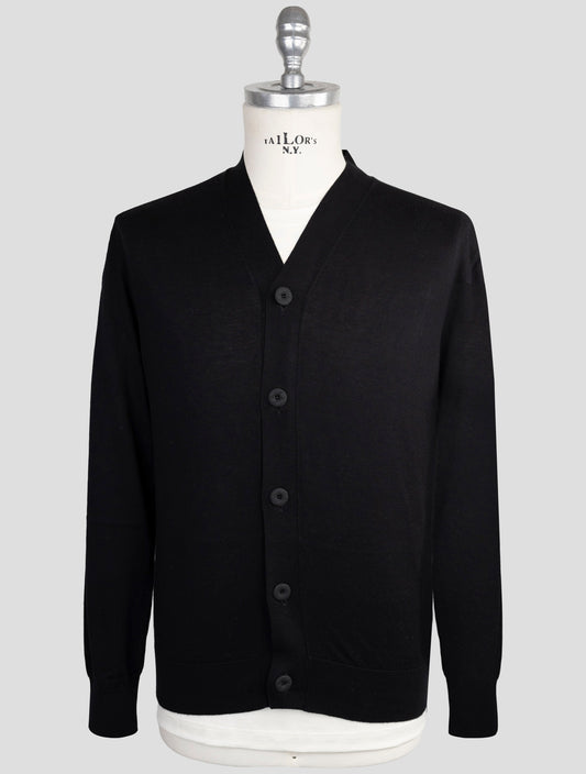 Kiton Knt Black Cotton Sweater Cardigan