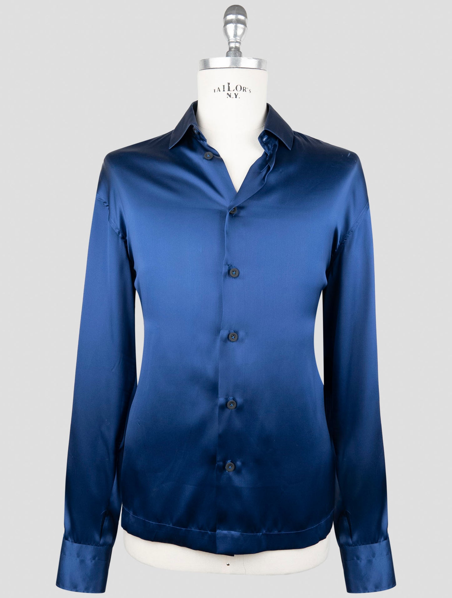 Kiton Knt Blue Silk Shirt