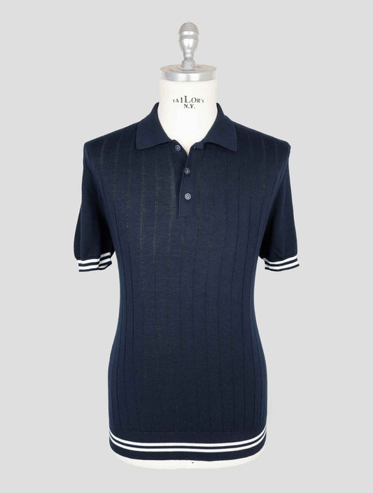 Kiton Blue Cotton Polo