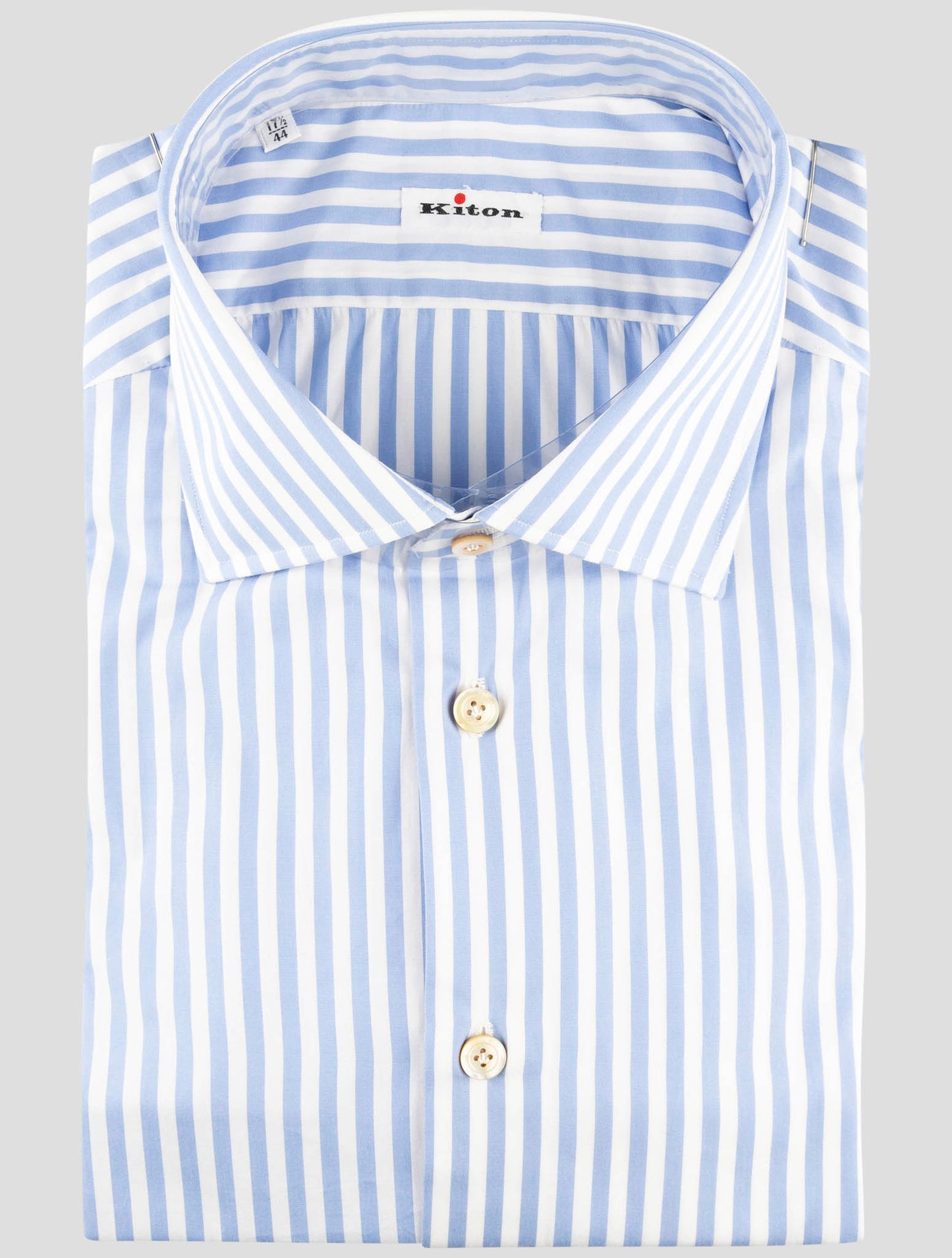Kiton Light Blue White Cotton Shirt
