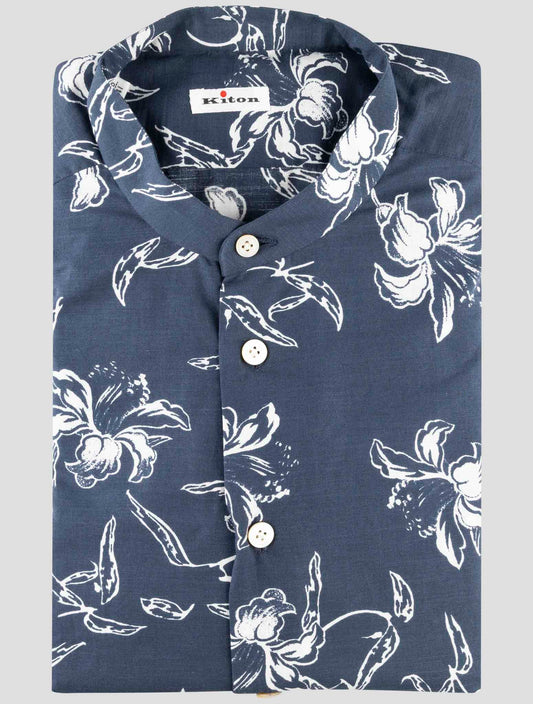 Kiton Blue Cotton Shirt