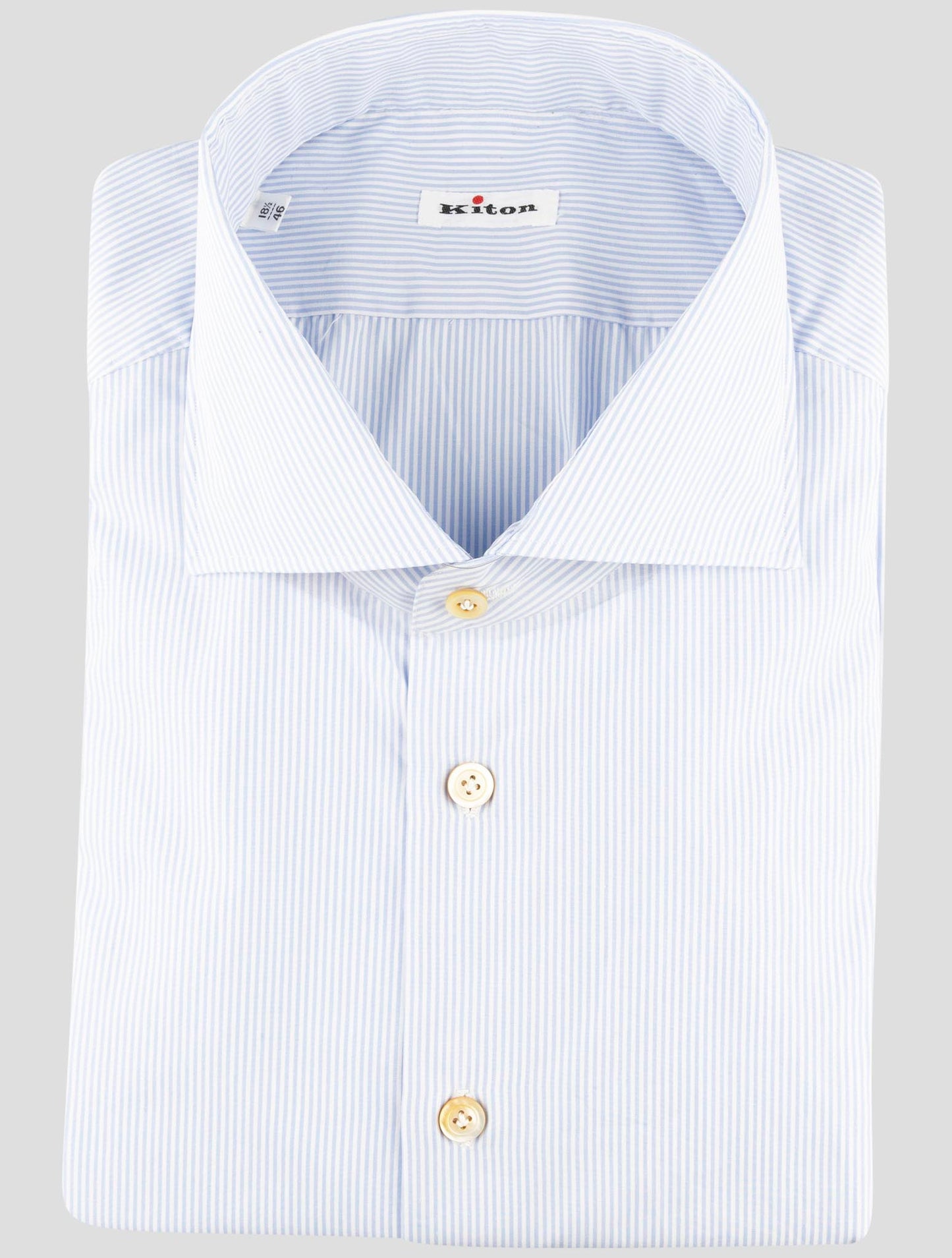 Kiton Light Blue White Cotton Shirt