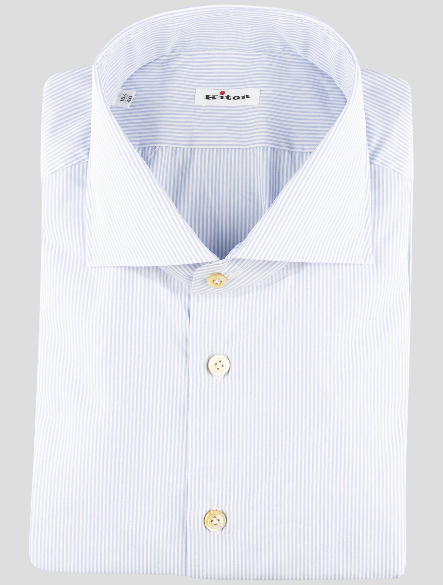 Kiton Light Blue White Cotton Shirt