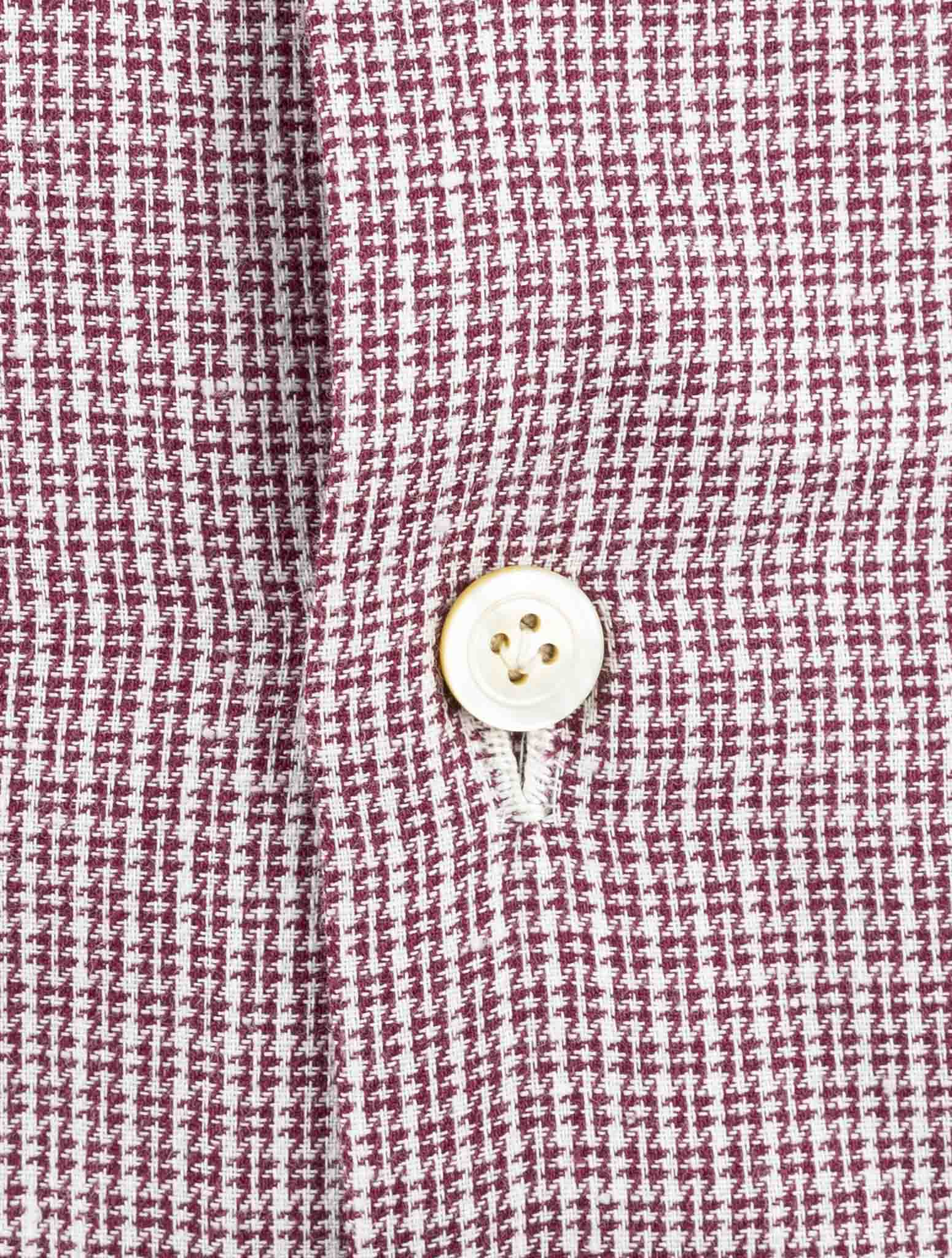 Kiton White Burgundy Cotton Shirt