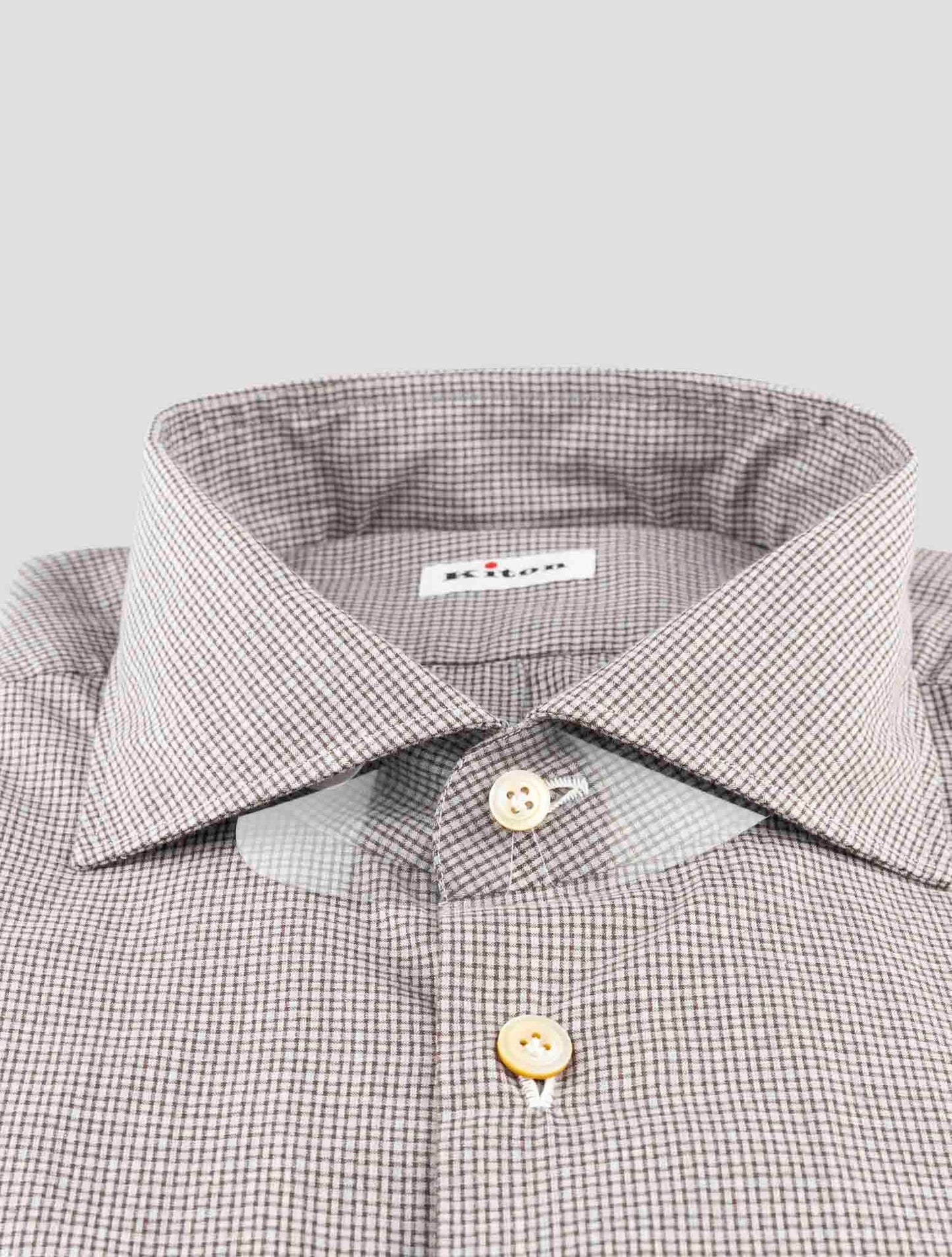 Kiton Brown White Cotton Shirt