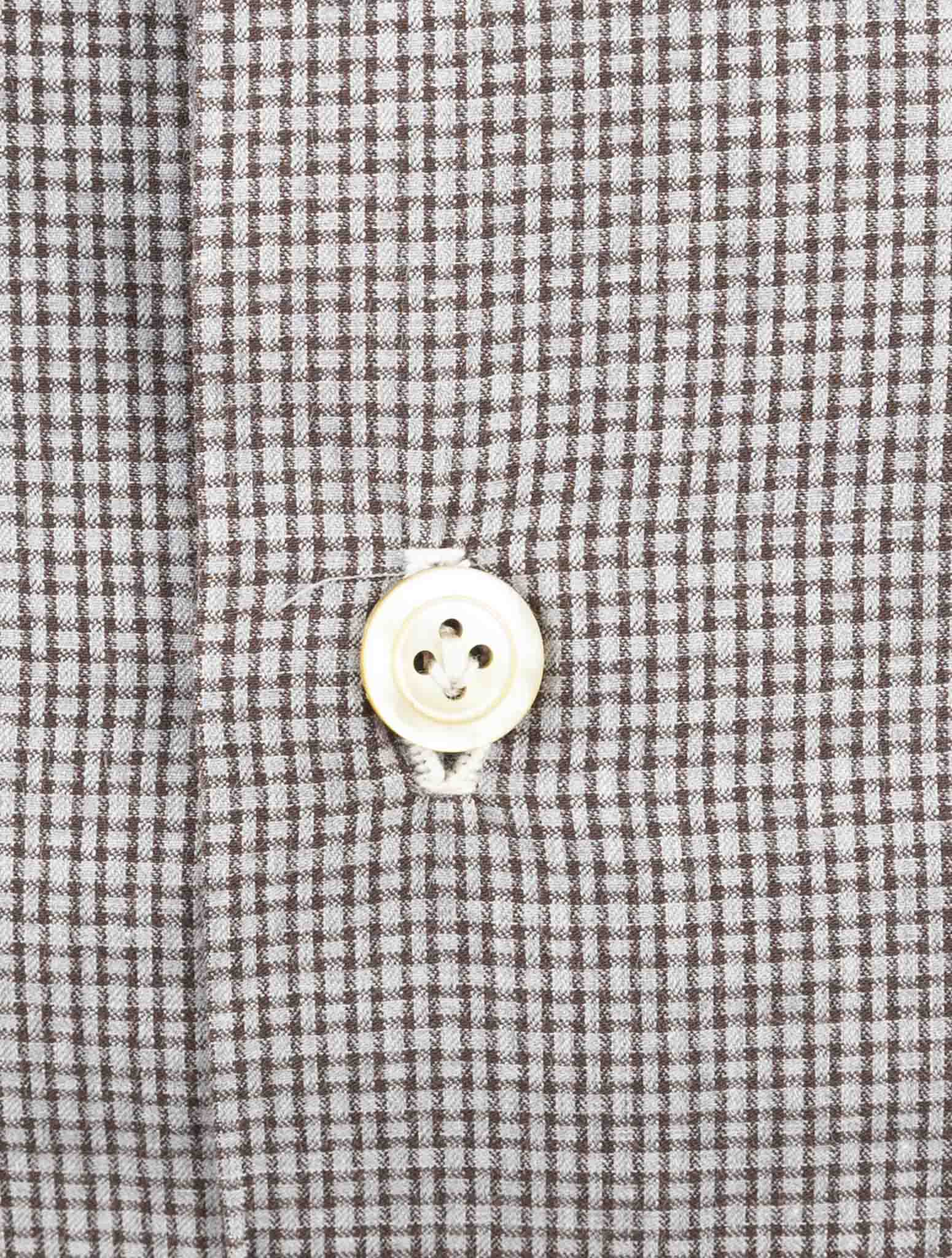 Kiton Brown White Cotton Shirt